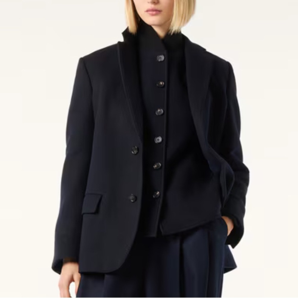 Loro Piana Women’s Black Cashmere Blazer Vintage Lapel Collar‎ Flap Pockets